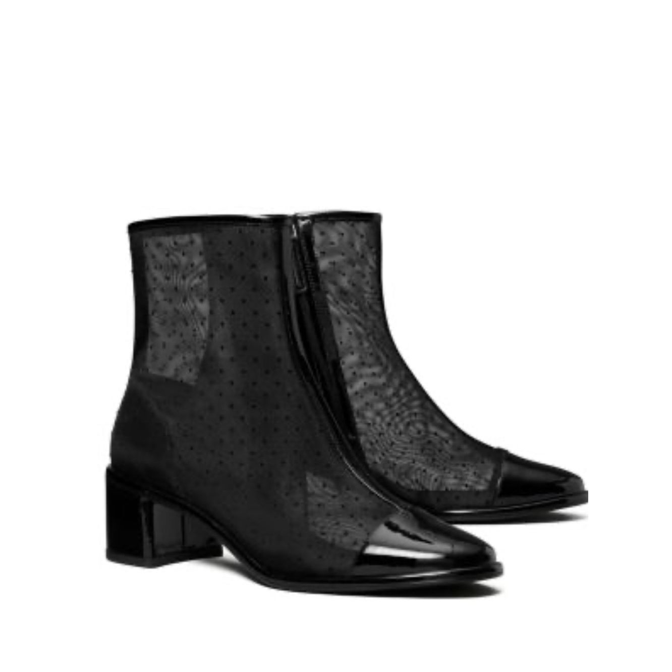 Tory Burch Polka-Dot Mesh Cap-Toe Ankle Booties, Black, Size 8, Nwt No Box.